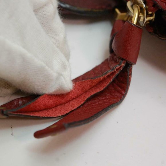 Auth Chloe Marcie Medium Shoulder Bag Leather Red - Picture 10 of 15